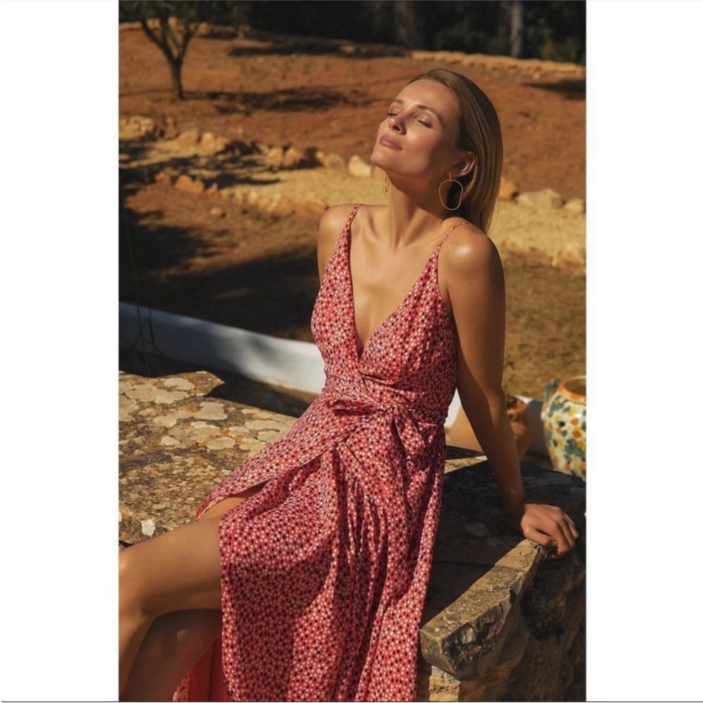 NWT ANTHROPOLOGIE Hutch Polka Dot Flutter High Low V-Neck Wrap dress